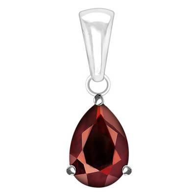 "375/1000 or 750/1000 White Gold & Garnet Pendant" - Aurora