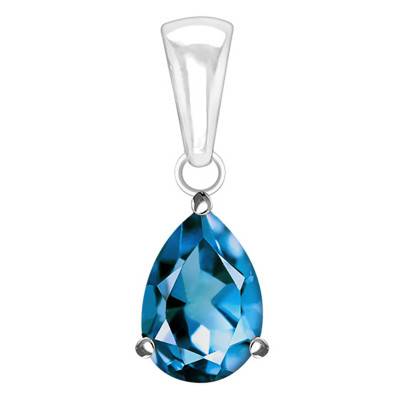 375 or 750/1000 White Gold & London Blue Topaz Pendant - Aurora