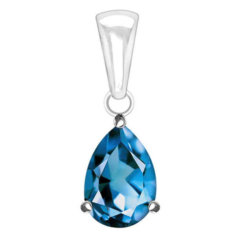 375 or 750/1000 White Gold & London Blue Topaz Pendant - Aurora