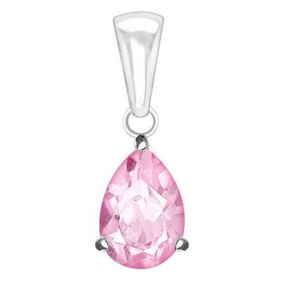 Pendentif Or Blanc 375 ou 750 & Tourmaline Rose - Aurora