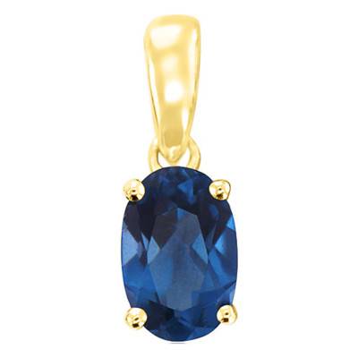 Aurora Yellow Gold 375 or 750 London Blue Topaz Pendant - Aurora