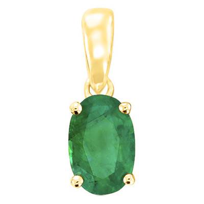 Aurora Yellow Gold 375 or 750 Oval Emerald Pendant - Aurora