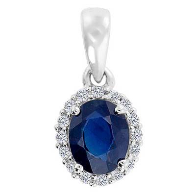 Pendentif Or Blanc 375 ou 750 Diamants & Saphir - Aurora