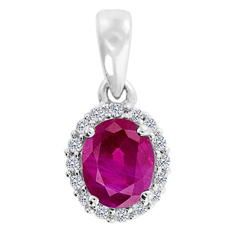 White Gold 375 or 750 Diamond & Ruby Pendant - Aurora