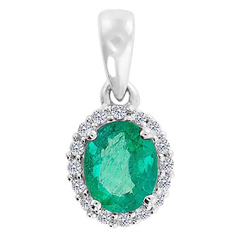 White Gold 375 or 750 Diamond & Emerald Pendant - Aurora