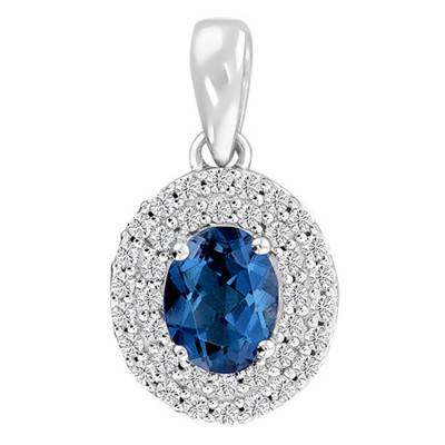 Pendentif Or Blanc 375 ou 750 Diamants & Topaze - Aurora