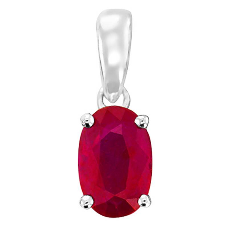 White Gold 375 or 750 & Oval Ruby Pendant - Aurora