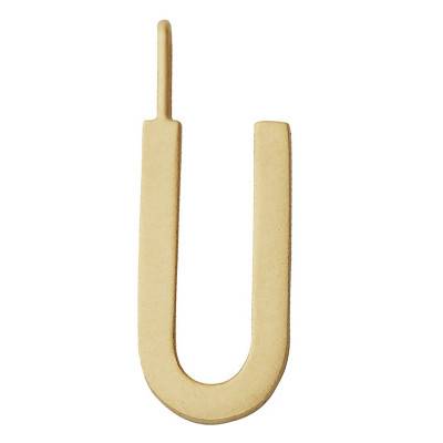 18K Yellow Gold-Plated Letter U Charm Pendant - Design Letters