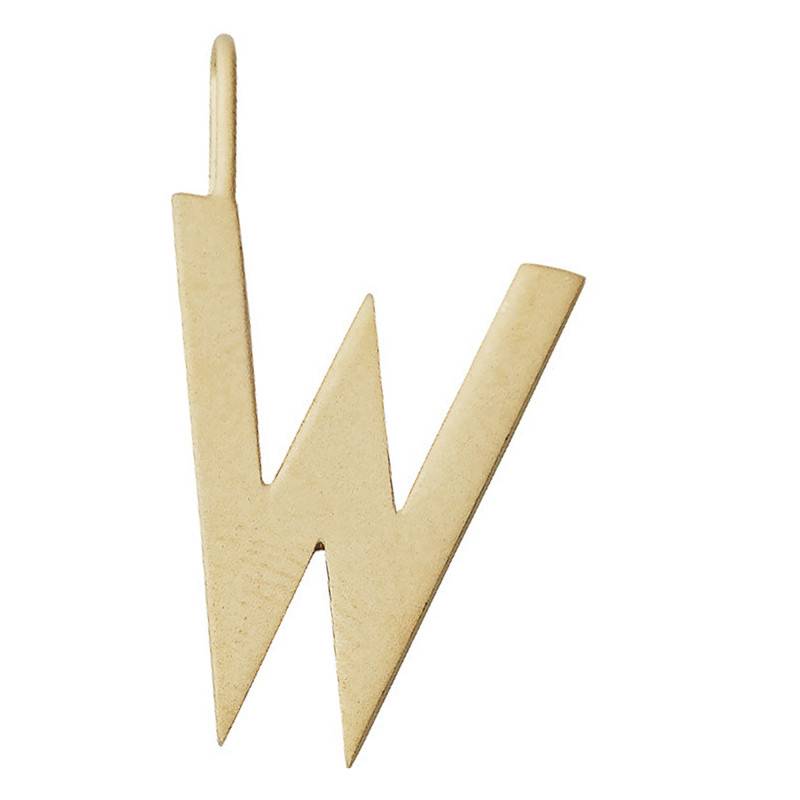 Yellow 18K Gold-Plated Charm Letter W Pendant - Design Letters