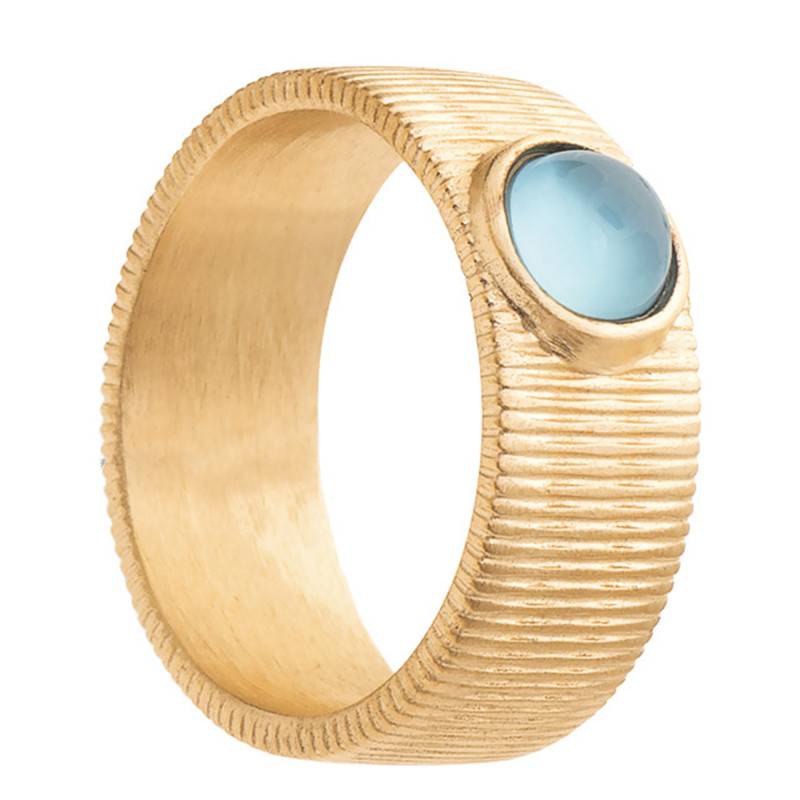 Céleste 18K Yellow Gold-Plated & Blue Agate Ring - Ana & Cha