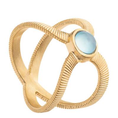 18K Yellow Gold-Plated Blue Agate Célestine Ring - Ana & Cha
