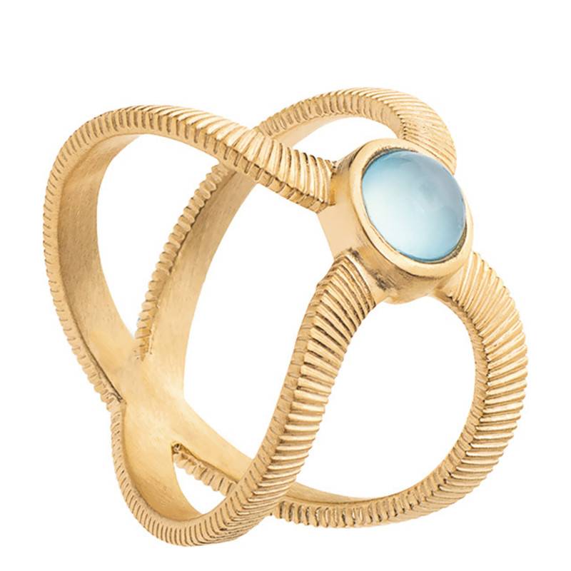 18K Yellow Gold-Plated Blue Agate Célestine Ring - Ana & Cha
