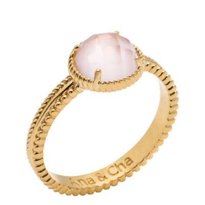 Heloise Ring in Yellow Gold-Plated & Rose Quartz - Ana & Cha
