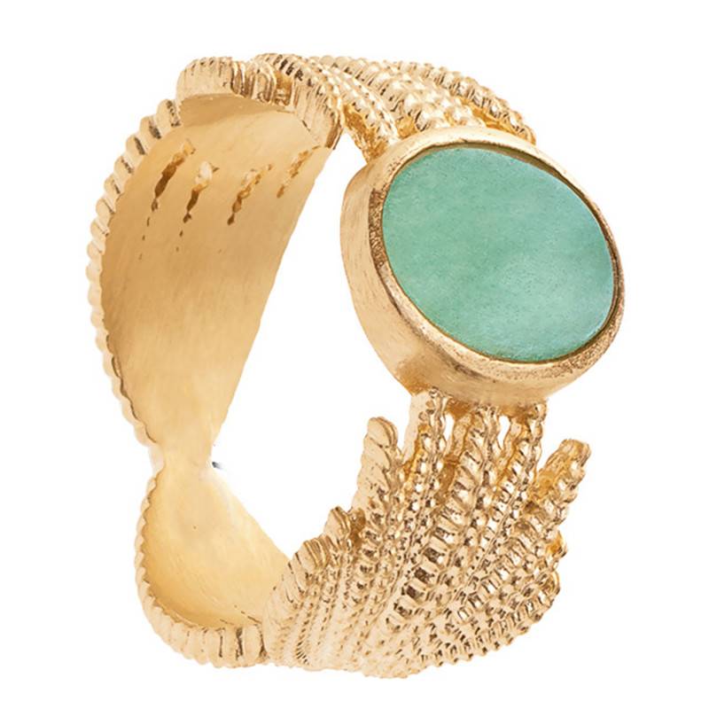 Yellow Gold Plated Gina Ring & Aventurine - Ana & Cha
