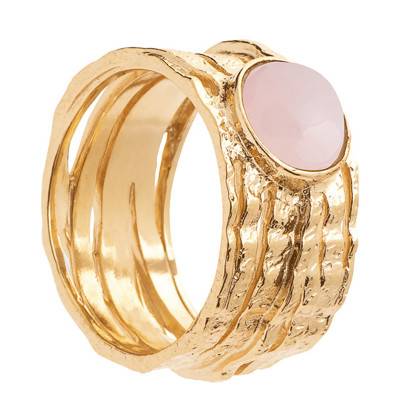 Bague Rosa Plaqué Or Jaune & Quartz Rose - Ana & Cha