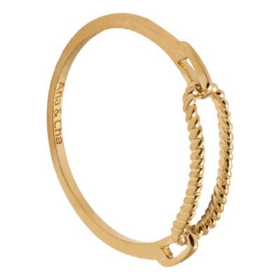 Yellow Gold-Plated Rectangular Link Ring - Ana & Cha
