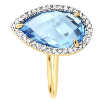 Bague Alma Diamants, Topaze & Or Jaune 750 - Morganne Bello