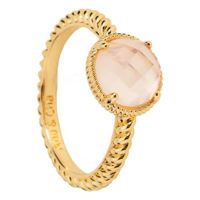 Bague Lisette plaqué or & quartz rose - Ana & Cha