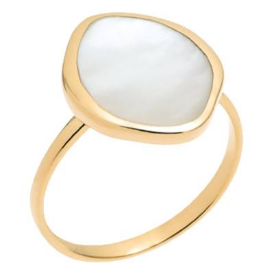 Elvire Ring in Yellow Gold-Plated & Mother-of-Pearl - Ana & Cha