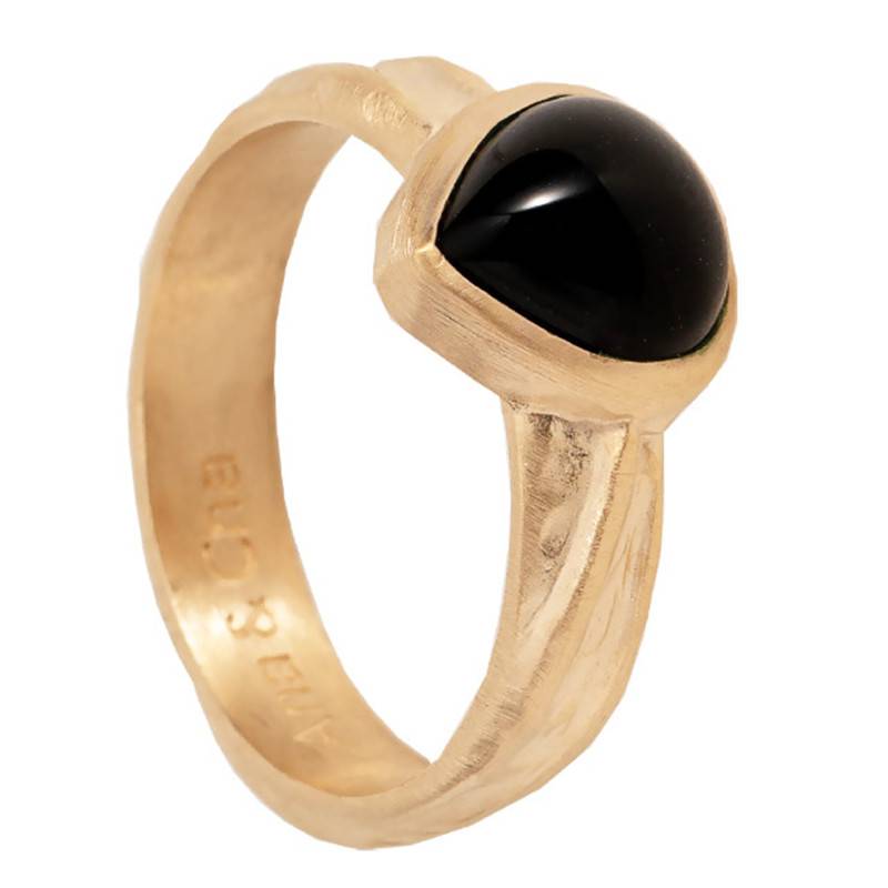 Yellow Gold-Plated Isaure Ring & Black Agate - Ana & Cha