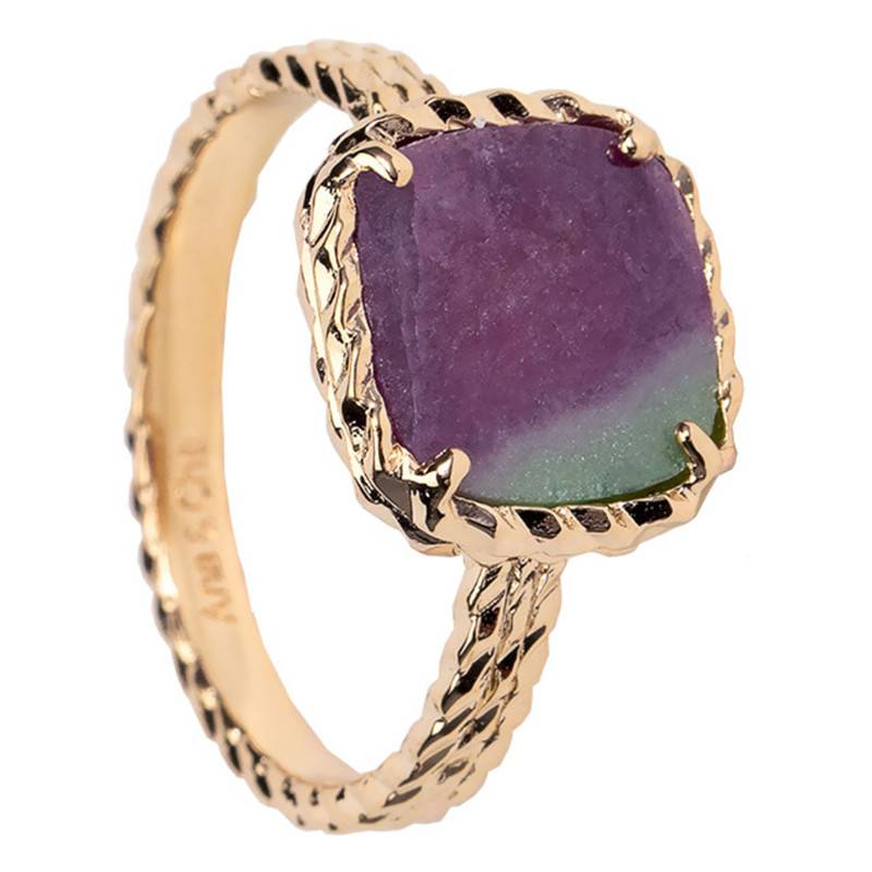 Ana et Cha Kiara 18K Yellow Gold-Plated Ruby Zoisite Ring - Ana & Cha