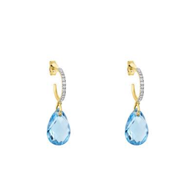 Boucles d'oreilles Alma Diamants, Topazes & Or Jaune 750 - Morganne Bello