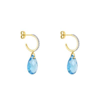 Boucles d'oreilles Alma Diamants, Topazes & Or Jaune 750 - Morganne Bello