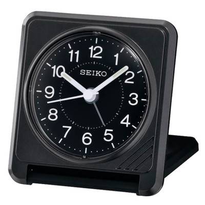 Réveil de voyage carré noir QHT015KN - Seiko Clocks
