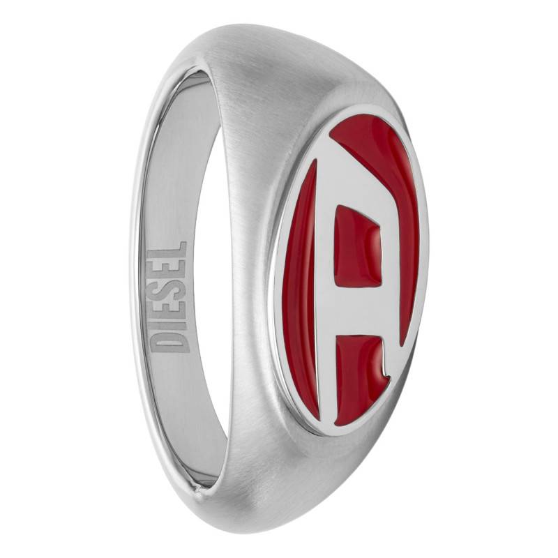 Stainless Steel & Red Enamel Signet Ring - DX1444040 - Diesel