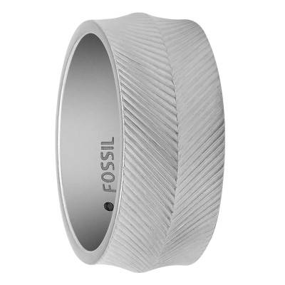 Grooved Stainless Steel Harlow Ring - Fossil