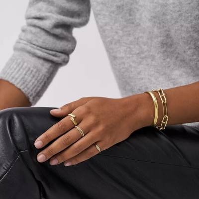 Bague Ouverte Harlow en Acier Doré - Fossil
