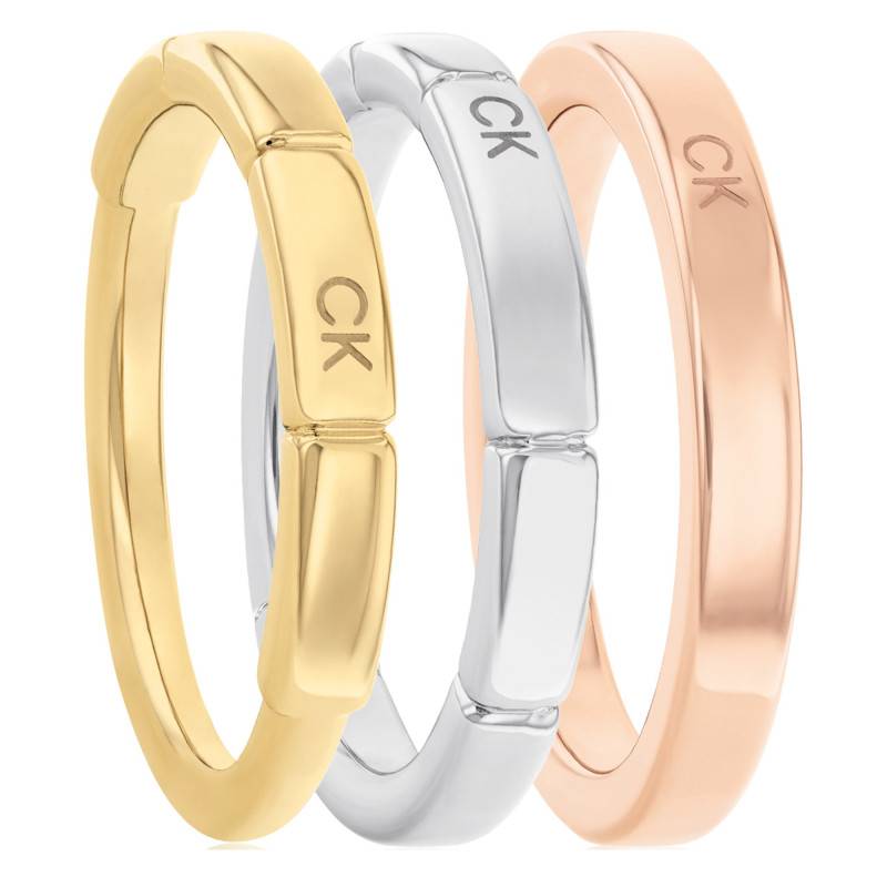 Tricolor Stainless Steel Soft Squares Rings - 35000458C - Calvin Klein