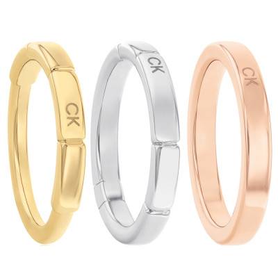 Tricolor Stainless Steel Soft Squares Rings - 35000458C - Calvin Klein