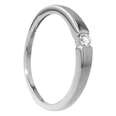 Bague Solitaire Capri, Or Blanc 375 & Diamant 0,02ct - Amore