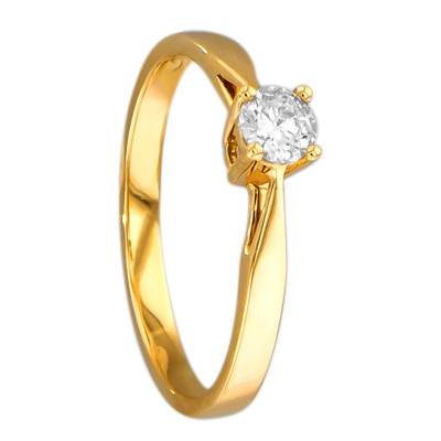 Bague Solitaire Paris Or Jaune 375 & Diamant 0,20ct - Amore