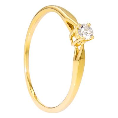 Bague Solitaire Paris Or Jaune 375 & Diamant 0,15ct - Amore