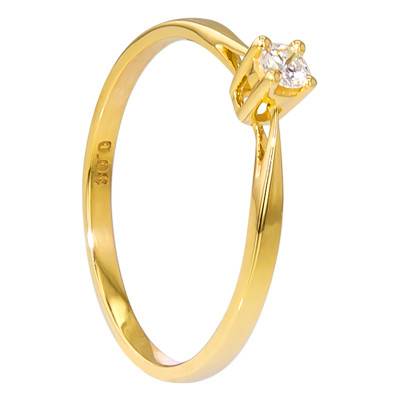 Paris 375 Yellow Gold & 0.08 ct Diamond Solitaire Ring - Amore