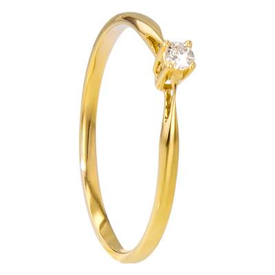 Bague Solitaire Paris Or Jaune 375 & Diamant 0,04ct - Amore