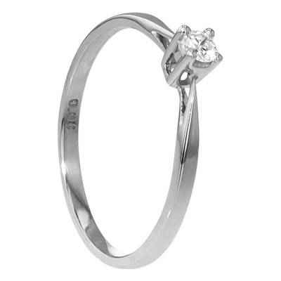 Bague Solitaire Paris, Or Blanc 375 & Diamant 0,08ct - Amore