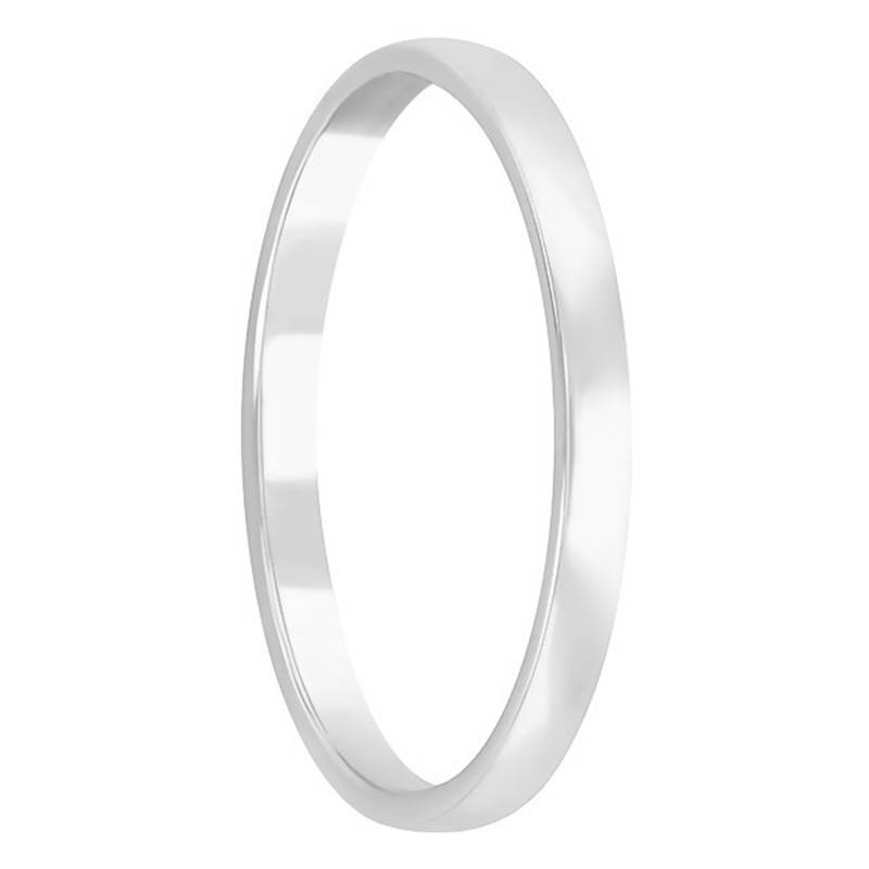 375/1000 White Gold Standard Half-Dome Wedding Ring, Width 2 mm - Amore