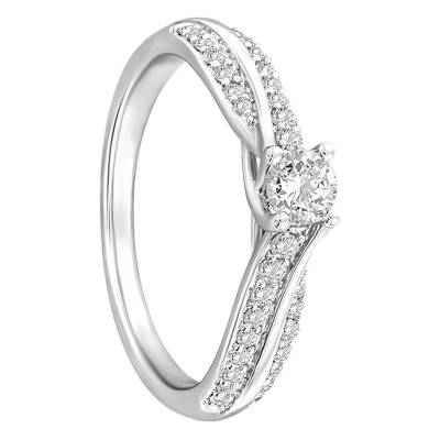 "Diamond Accompanied Solitaire Ring 0.39 ct in 750/1000 White Gold" - Alliantine