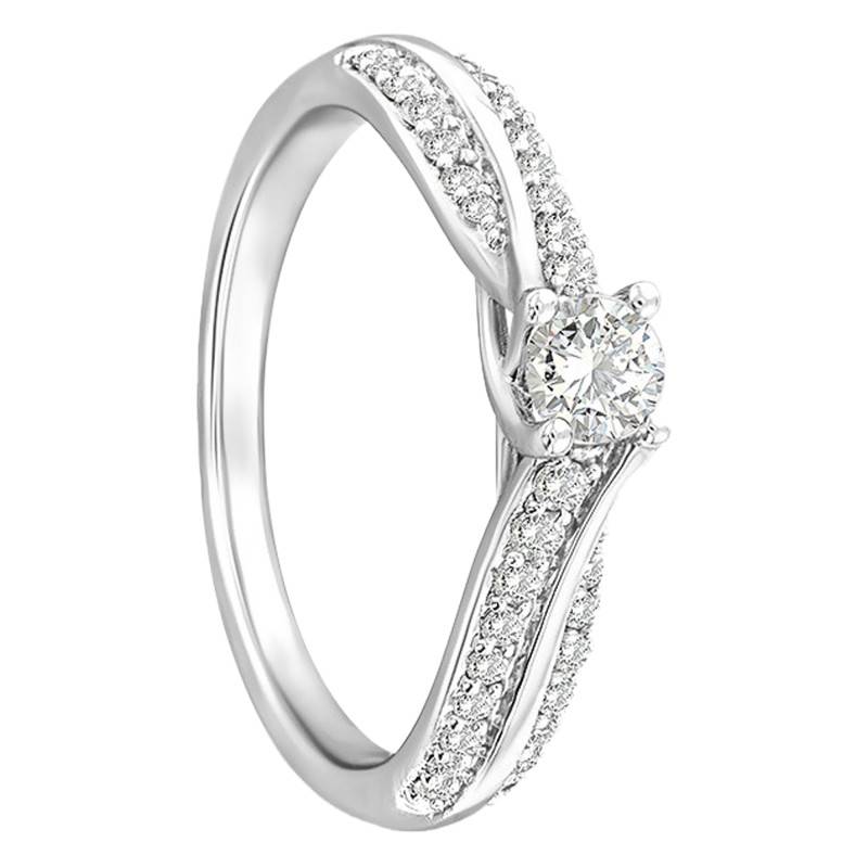 "Diamond Accompanied Solitaire Ring 0.39 ct in 750/1000 White Gold" - Alliantine