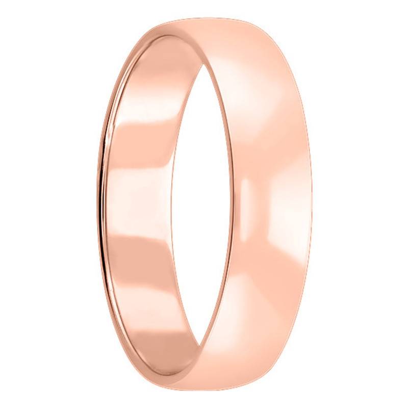 18K Rose Gold Standard Half-Dome Wedding Ring, Width 6 mm - Amore