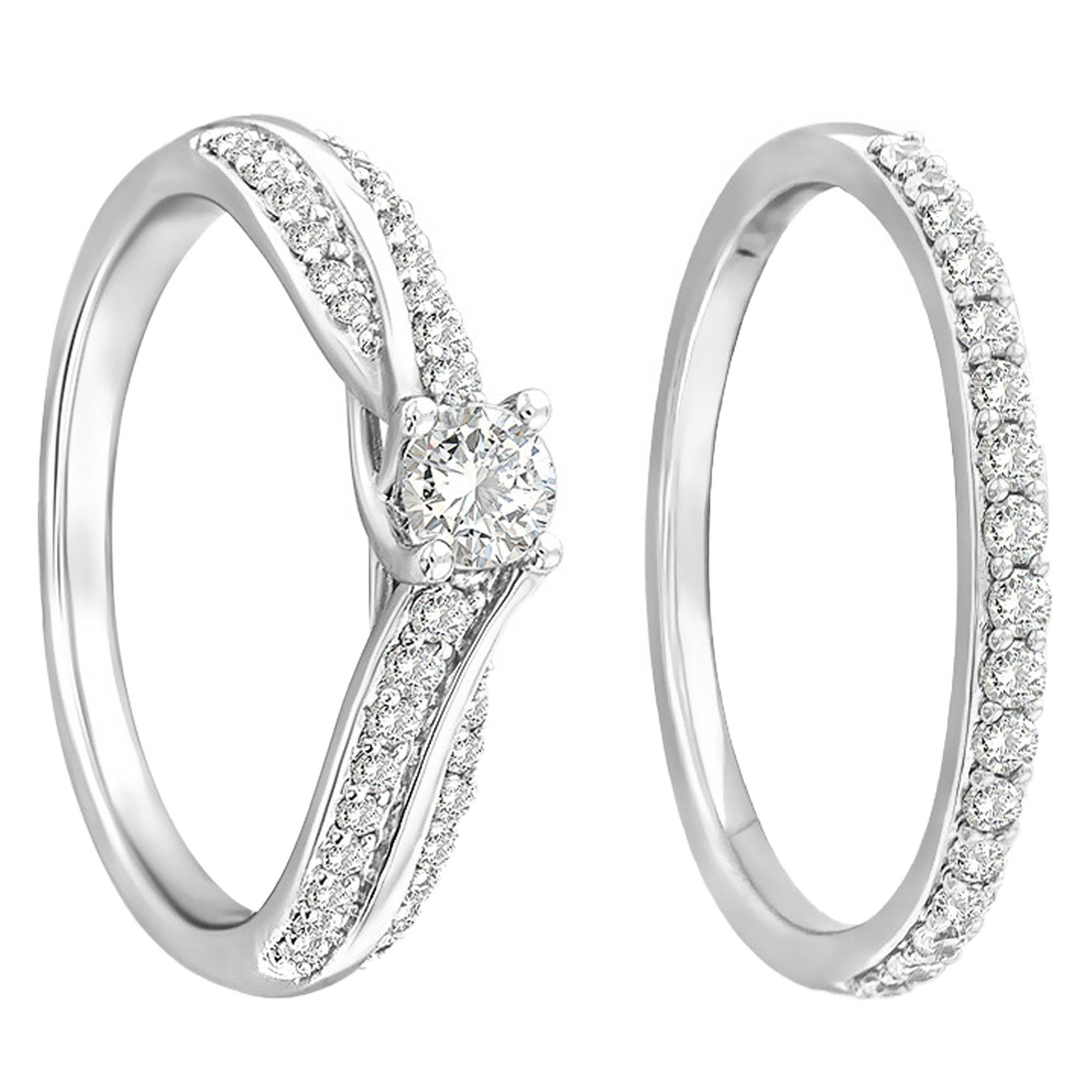 White Gold Bague Duo Alliance Solitaire Duo Alliance Solitaire