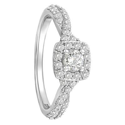 Solitaire Accompagné Olivia Diamants & Or Blanc 375 - Alliantine