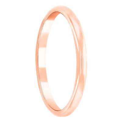 18K Rose Gold Half-Round Wedding Band, 2 mm Width - Amore