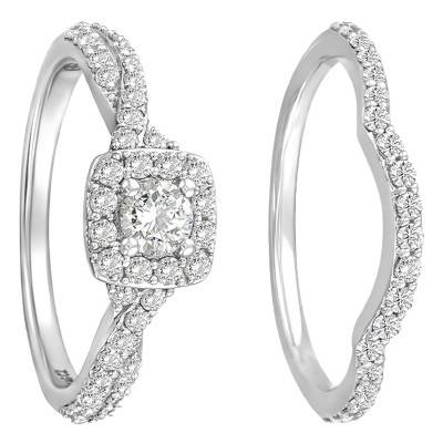 Duo Alliance & Solitaire Olivia en Or Blanc 750 & Diamants - Alliantine