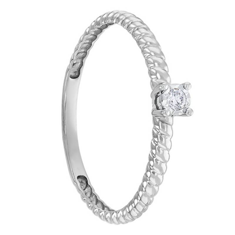 375 White Gold Twisted Band Diamond Solitaire Ring - Amore