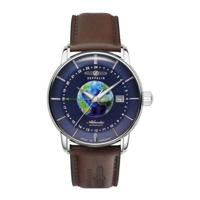 Brown Leather Atlantic Automatic GMT Watch 84683 - Zeppelin