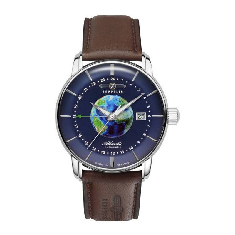 Brown Leather Atlantic Automatic GMT Watch 84683 - Zeppelin